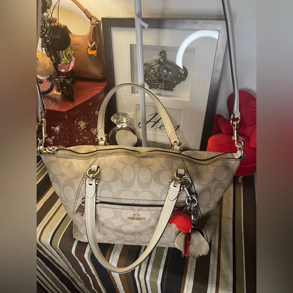 Coach 2020 Beige Prairie Satchel Signature C Coated Canvas Handbag Shoulder Bag
